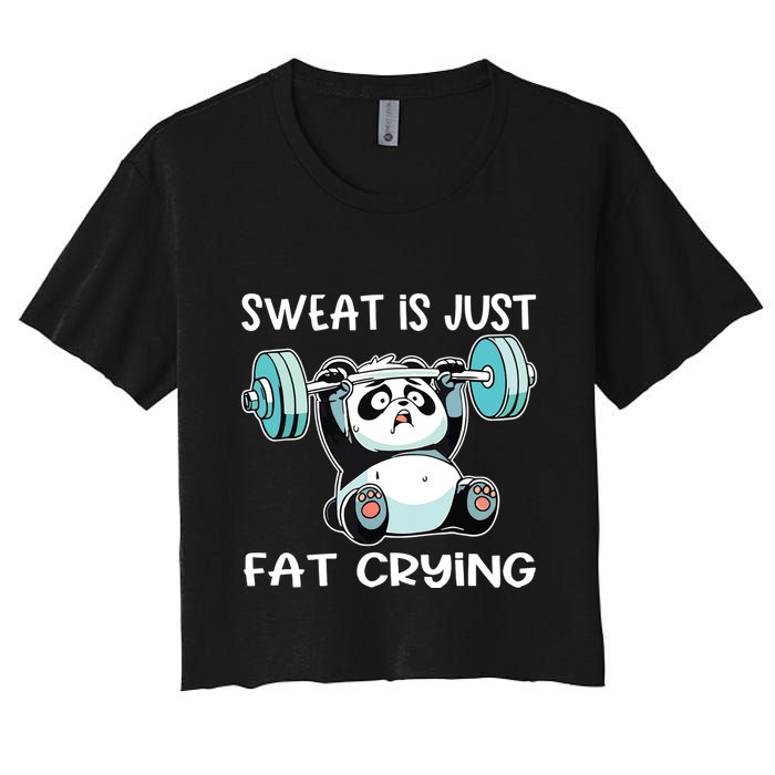 Panda Sweat Is Just Fat Crying Gym Women's Crop Top Tee
