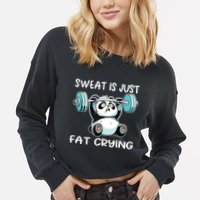 Panda Sweat Is Just Fat Crying Gym Cropped Pullover Crew
