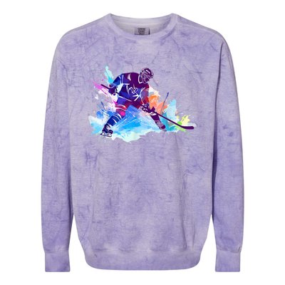 Paint Splash Ice Hockey Player Gifts Colorblast Crewneck Sweatshirt