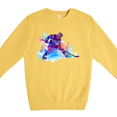 Paint Splash Ice Hockey Player Gifts Premium Crewneck Sweatshirt