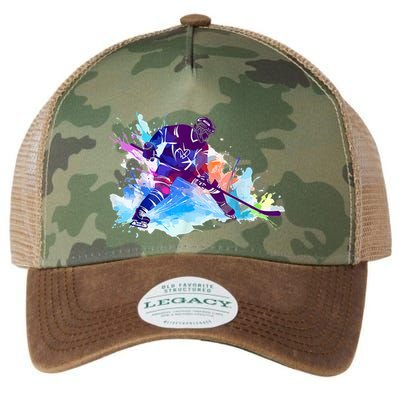 Paint Splash Ice Hockey Player Gifts Legacy Tie Dye Trucker Hat