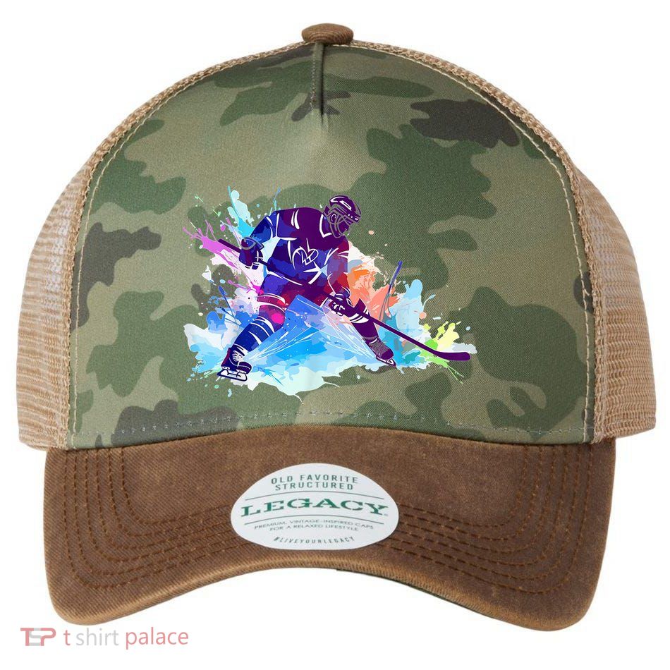 Paint Splash Ice Hockey Player Gifts Legacy Tie Dye Trucker Hat
