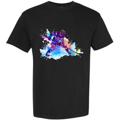 Paint Splash Ice Hockey Player Gifts Garment-Dyed Heavyweight T-Shirt