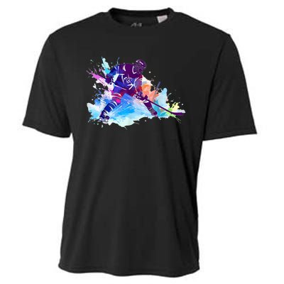 Paint Splash Ice Hockey Player Gifts Cooling Performance Crew T-Shirt