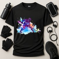 Paint Splash Ice Hockey Player Gifts Cooling Performance Crew T-Shirt