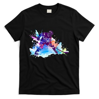 Paint Splash Ice Hockey Player Gifts T-Shirt