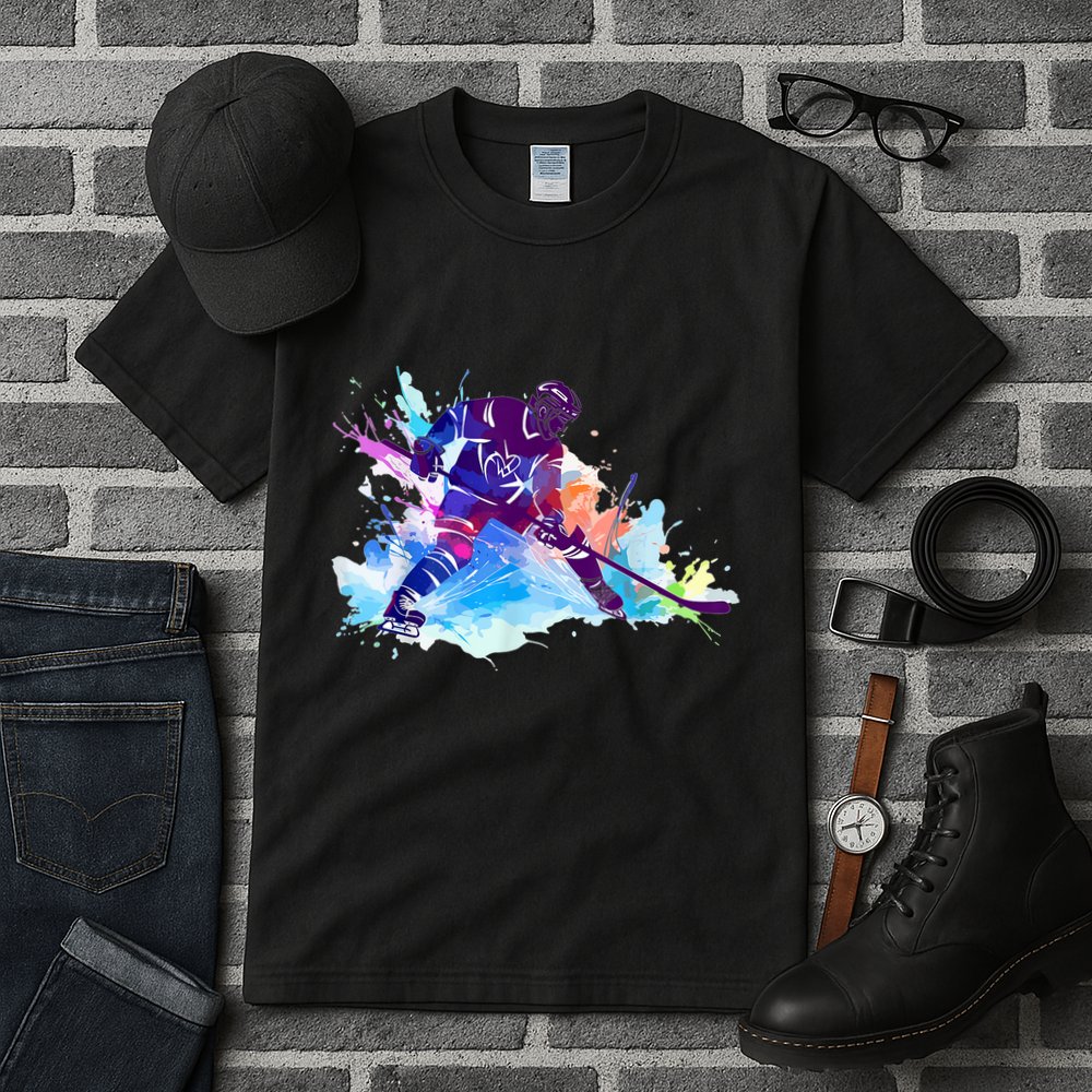 Paint Splash Ice Hockey Player Gifts Tall T-Shirt