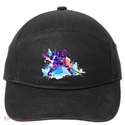 Paint Splash Ice Hockey Player Gifts 7-Panel Snapback Hat