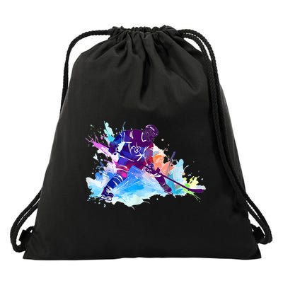 Paint Splash Ice Hockey Player Gifts Drawstring Bag