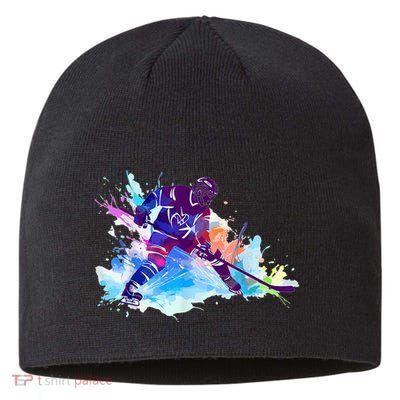 Paint Splash Ice Hockey Player Gifts Sustainable Beanie