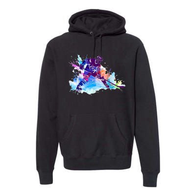 Paint Splash Ice Hockey Player Gifts Premium Hoodie