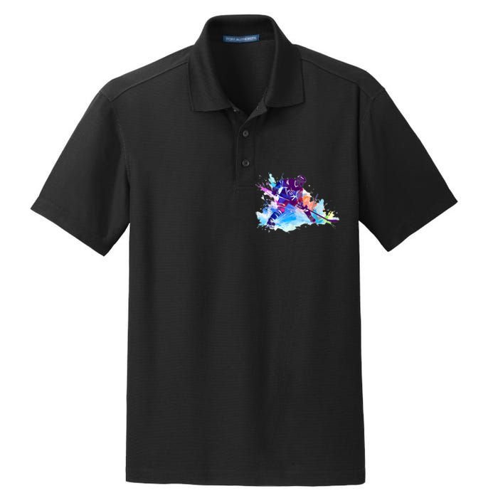 Paint Splash Ice Hockey Player Gifts Dry Zone Grid Polo