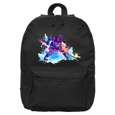 Paint Splash Ice Hockey Player Gifts 16 in Basic Backpack