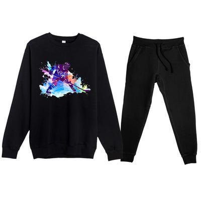 Paint Splash Ice Hockey Player Gifts Premium Crewneck Sweatsuit Set