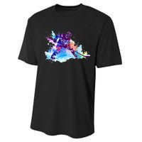 Paint Splash Ice Hockey Player Gifts Performance Sprint T-Shirt