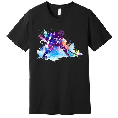 Paint Splash Ice Hockey Player Gifts Premium T-Shirt