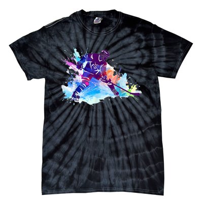 Paint Splash Ice Hockey Player Gifts Tie-Dye T-Shirt