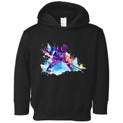 Paint Splash Ice Hockey Player Gifts Toddler Hoodie