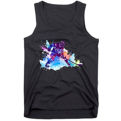 Paint Splash Ice Hockey Player Gifts Tank Top