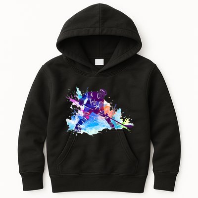 Paint Splash Ice Hockey Player Gifts Kids Hoodie