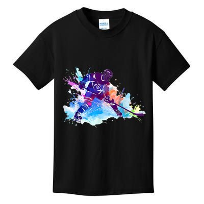 Paint Splash Ice Hockey Player Gifts Kids T-Shirt