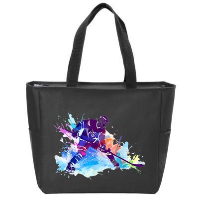 Paint Splash Ice Hockey Player Gifts Zip Tote Bag
