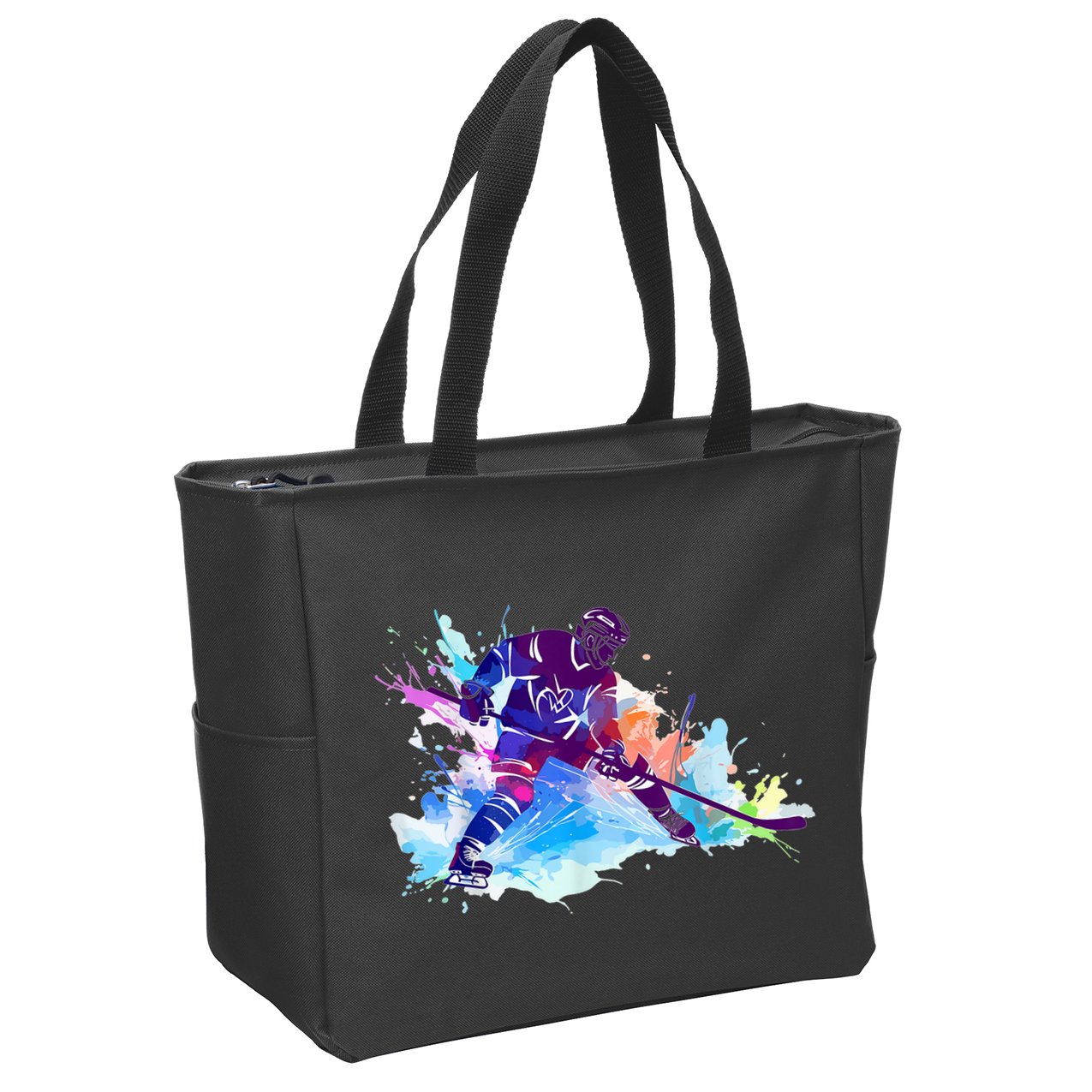 Paint Splash Ice Hockey Player Gifts Zip Tote Bag
