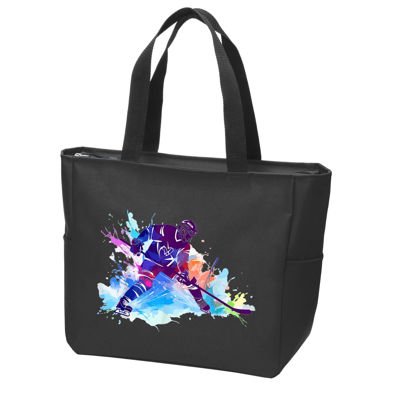 Paint Splash Ice Hockey Player Gifts Zip Tote Bag