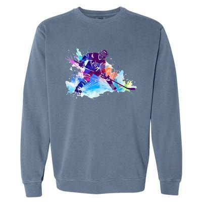 Paint Splash Ice Hockey Player Gifts Garment-Dyed Sweatshirt