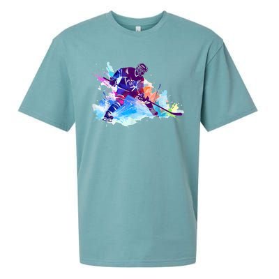 Paint Splash Ice Hockey Player Gifts Sueded Cloud Jersey T-Shirt