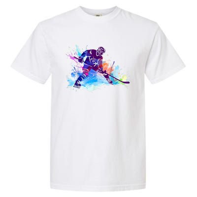 Paint Splash Ice Hockey Player Gifts Garment-Dyed Heavyweight T-Shirt