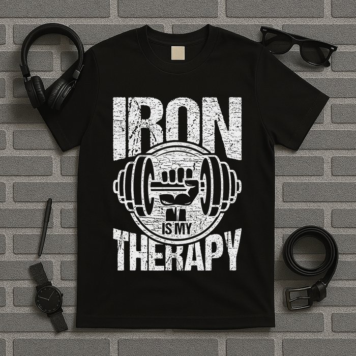 Powerlifting Strongman Iron Is My Therapy T-Shirt