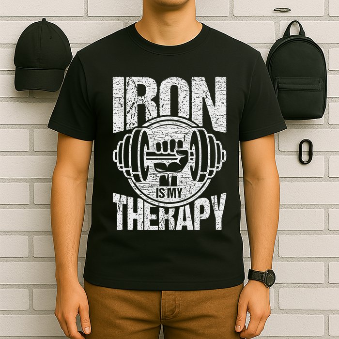 Powerlifting Strongman Iron Is My Therapy T-Shirt