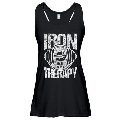 Powerlifting Strongman Iron Is My Therapy Ladies Essential Flowy Tank