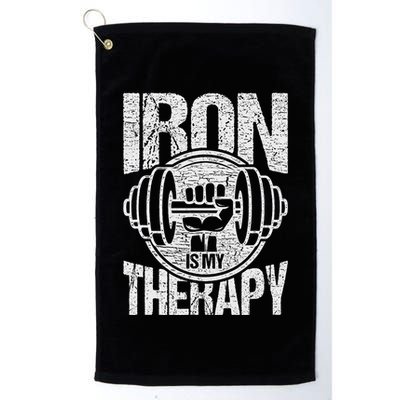Powerlifting Strongman Iron Is My Therapy Golf Towel