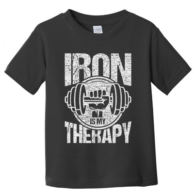 Powerlifting Strongman Iron Is My Therapy Toddler T-Shirt