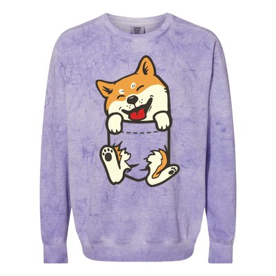 Pocket Shiba Inu Feet Cute Doge Akita Dog Lover Owner Gift Colorblast Crewneck Sweatshirt