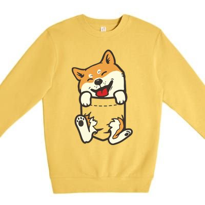 Pocket Shiba Inu Feet Cute Doge Akita Dog Lover Owner Gift Premium Crewneck Sweatshirt