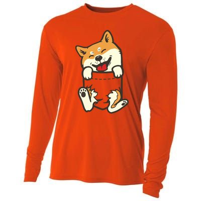 Pocket Shiba Inu Feet Cute Doge Akita Dog Lover Owner Gift Cooling Performance Long Sleeve Crew