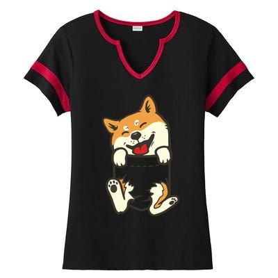 Pocket Shiba Inu Feet Cute Doge Akita Dog Lover Owner Gift Ladies Halftime Notch Neck Tee