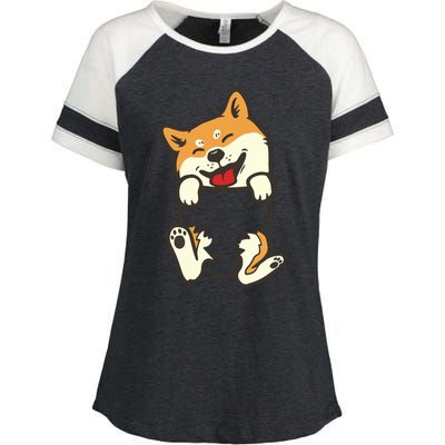 Pocket Shiba Inu Feet Cute Doge Akita Dog Lover Owner Gift Enza Ladies Jersey Colorblock Tee