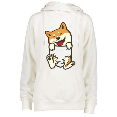 Pocket Shiba Inu Feet Cute Doge Akita Dog Lover Owner Gift Womens Funnel Neck Pullover Hood