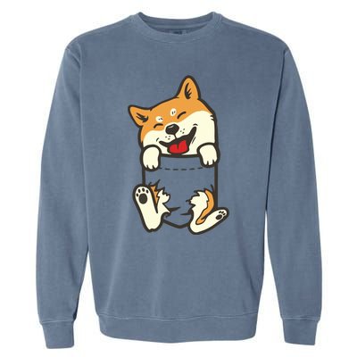 Pocket Shiba Inu Feet Cute Doge Akita Dog Lover Owner Gift Garment-Dyed Sweatshirt