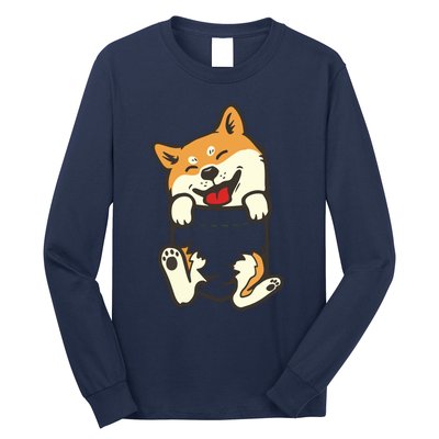 Pocket Shiba Inu Feet Cute Doge Akita Dog Lover Owner Gift Long Sleeve Shirt