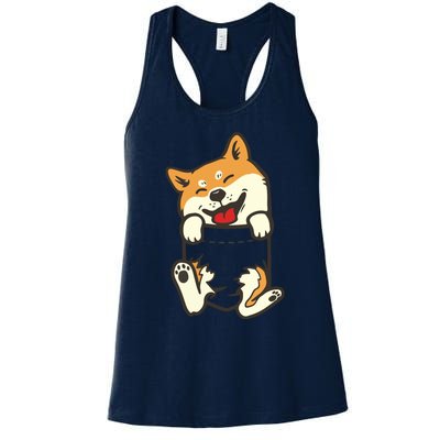 Pocket Shiba Inu Feet Cute Doge Akita Dog Lover Owner Gift Women's Racerback Tank