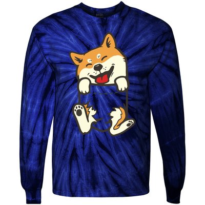 Pocket Shiba Inu Feet Cute Doge Akita Dog Lover Owner Gift Tie-Dye Long Sleeve Shirt