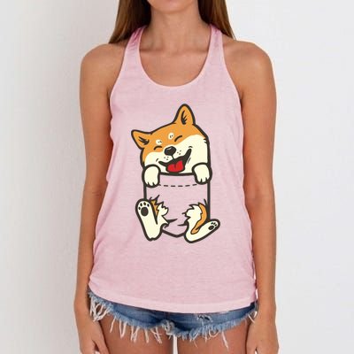 Pocket Shiba Inu Feet Cute Doge Akita Dog Lover Owner Gift Women's Knotted Racerback Tank