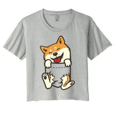 Pocket Shiba Inu Feet Cute Doge Akita Dog Lover Owner Gift Women's Crop Top Tee