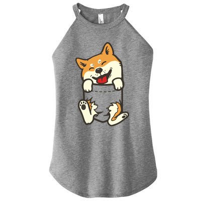 Pocket Shiba Inu Feet Cute Doge Akita Dog Lover Owner Gift Women’s Perfect Tri Rocker Tank