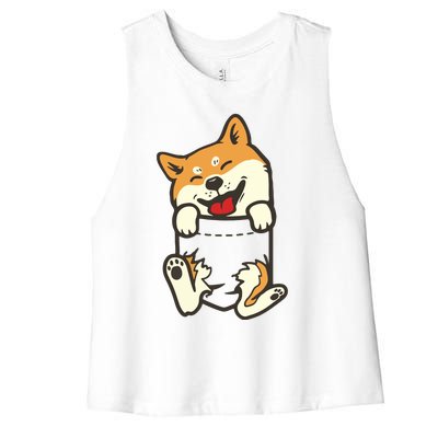 Pocket Shiba Inu Feet Cute Doge Akita Dog Lover Owner Gift Women's Racerback Cropped Tank